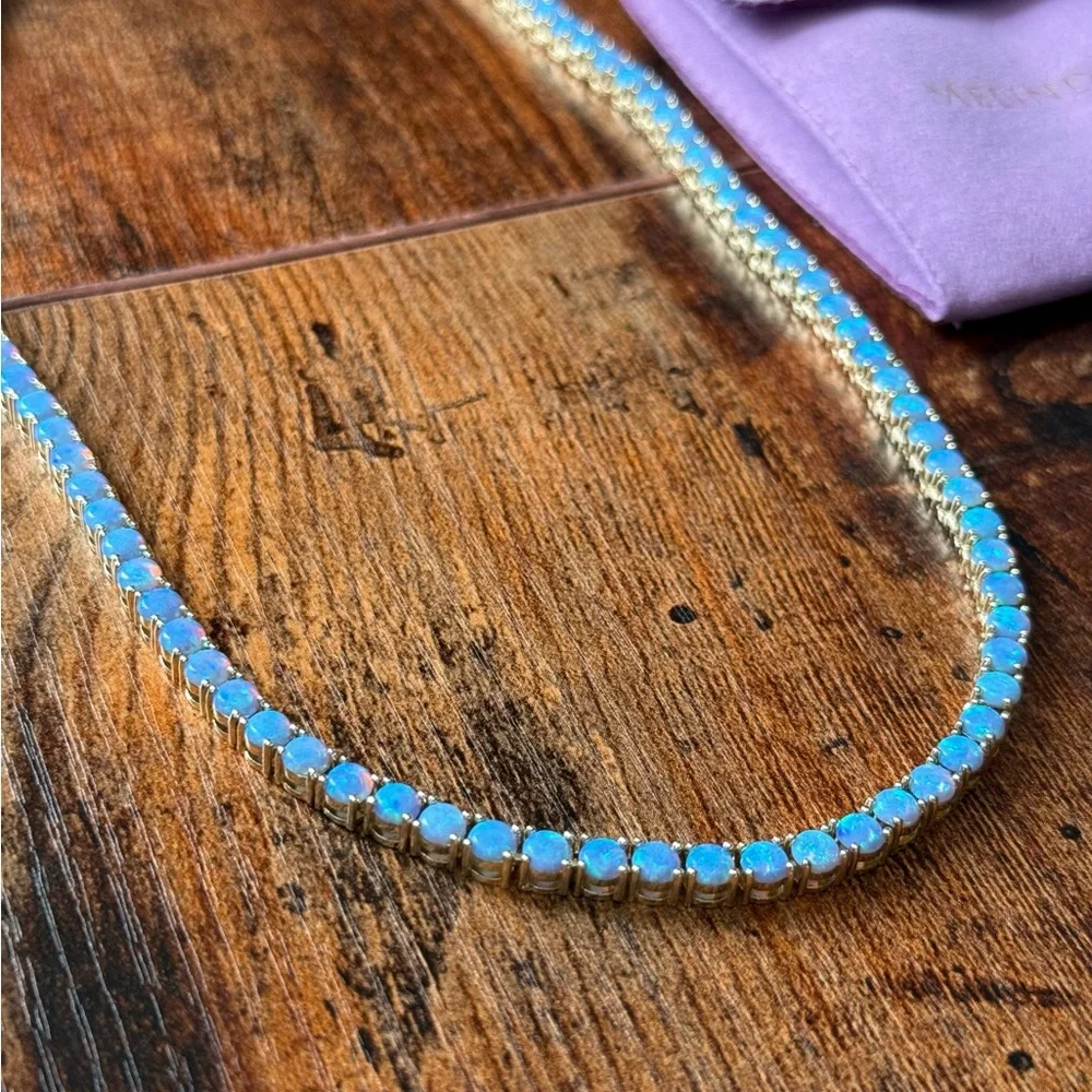 Melinda Maria Grand Heiress Tennis Necklace - Blue Opals - Picture 2 of 4